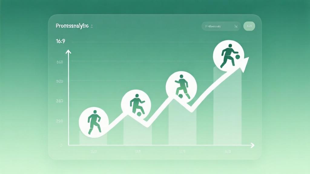 Minimalist chart showing upward trend with abstract player icons, soft green gradient background, clean data visualization style, professional analytics dashboard design high quality illustration, detailed, 16:9