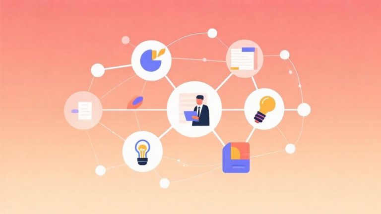 自动生成图片: Abstract collaboration concept with interconnected nodes and creative elements, soft gradient background in warm colors, modern minimalist design, professional business illustration high quality illustration, detailed, 16:9
