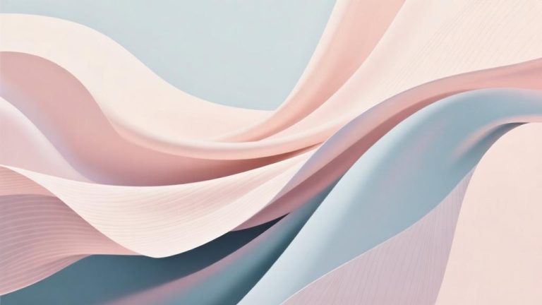 自动生成图片: Abstract fashion composition with flowing fabric textures and color harmony, soft pastel palette, modern minimalist style, elegant design elements high quality illustration, detailed, 16:9