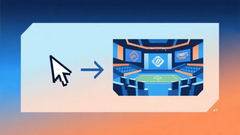 自动生成图片: Abstract illustration showing evolution from simple mouse cursor to competitive gaming arena, soft gradient background with blue and orange tones, minimalist design with geometric shapes high quality illustration, detailed, 16:9