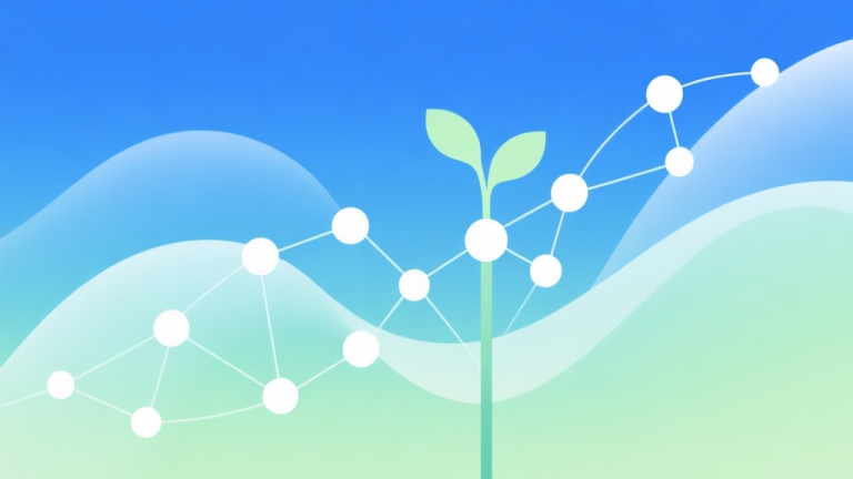 自动生成图片: Abstract illustration of a growing network with interconnected dots and gentle rising curves, soft blue and green gradient background, symbolizing community growth and engagement, minimalist design high quality illustration, detailed, 16:9