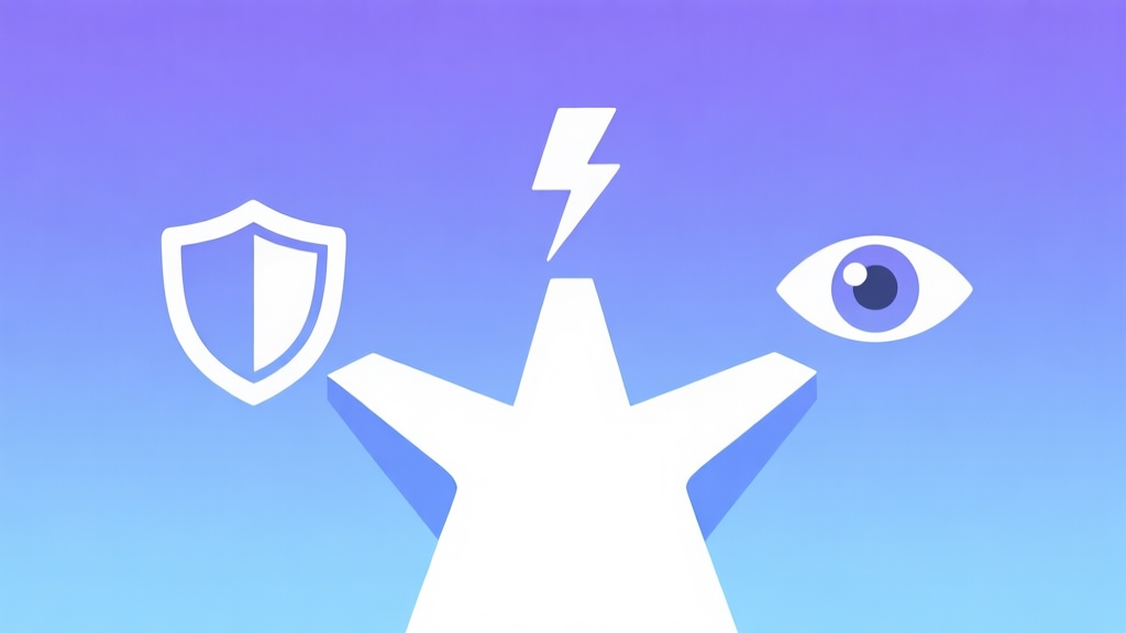 A minimalist abstract illustration showing three distinct paths branching from a central point, each with a different icon: a shield, a lightning bolt, and an eye. Soft gradient background in calming blues and purples, clean lines, representing strategic choice in gaming. high quality illustration, detailed, 16:9